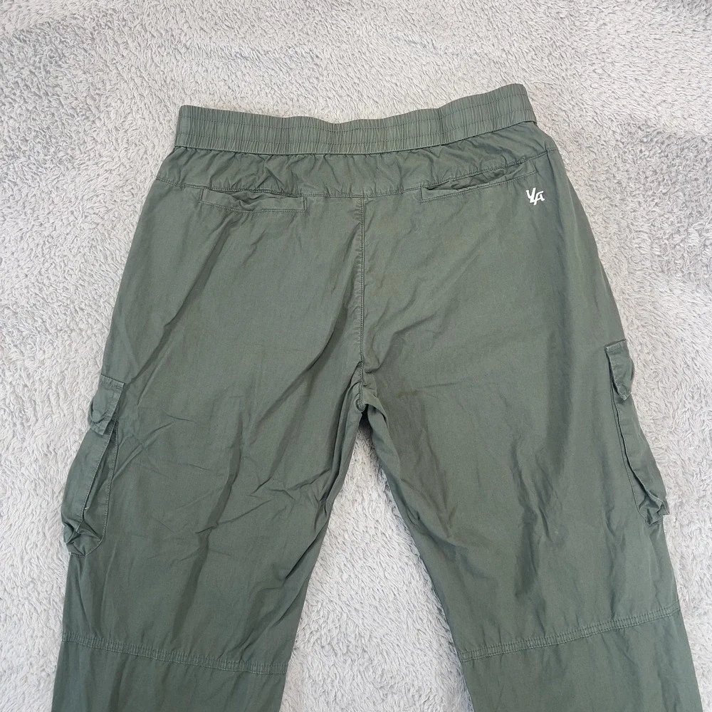 YoungLA Cargo Pants Mens M 32x29 Green Elastic Waist Lightweight Cotton Gorpcore